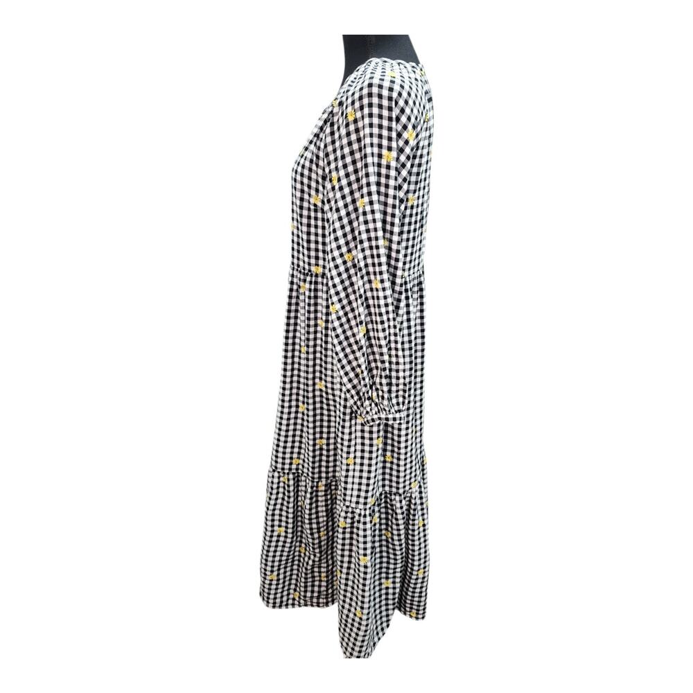Old Navy Gingham Midi Dress Women’s Small Black White Daisy Cottagecore Country - Picture 6 of 16